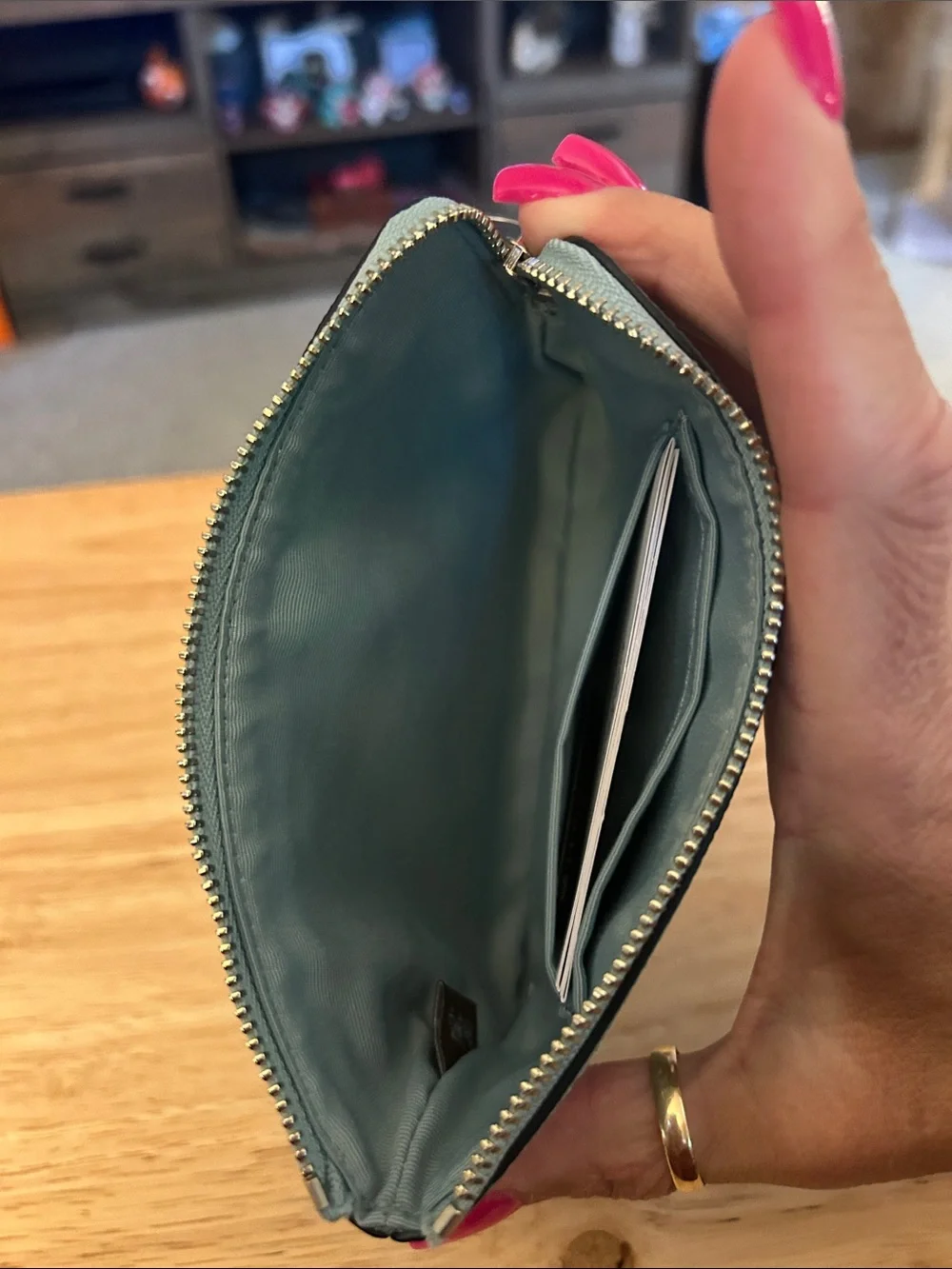 Coach Mint Green Saffiano Zip Wristlet